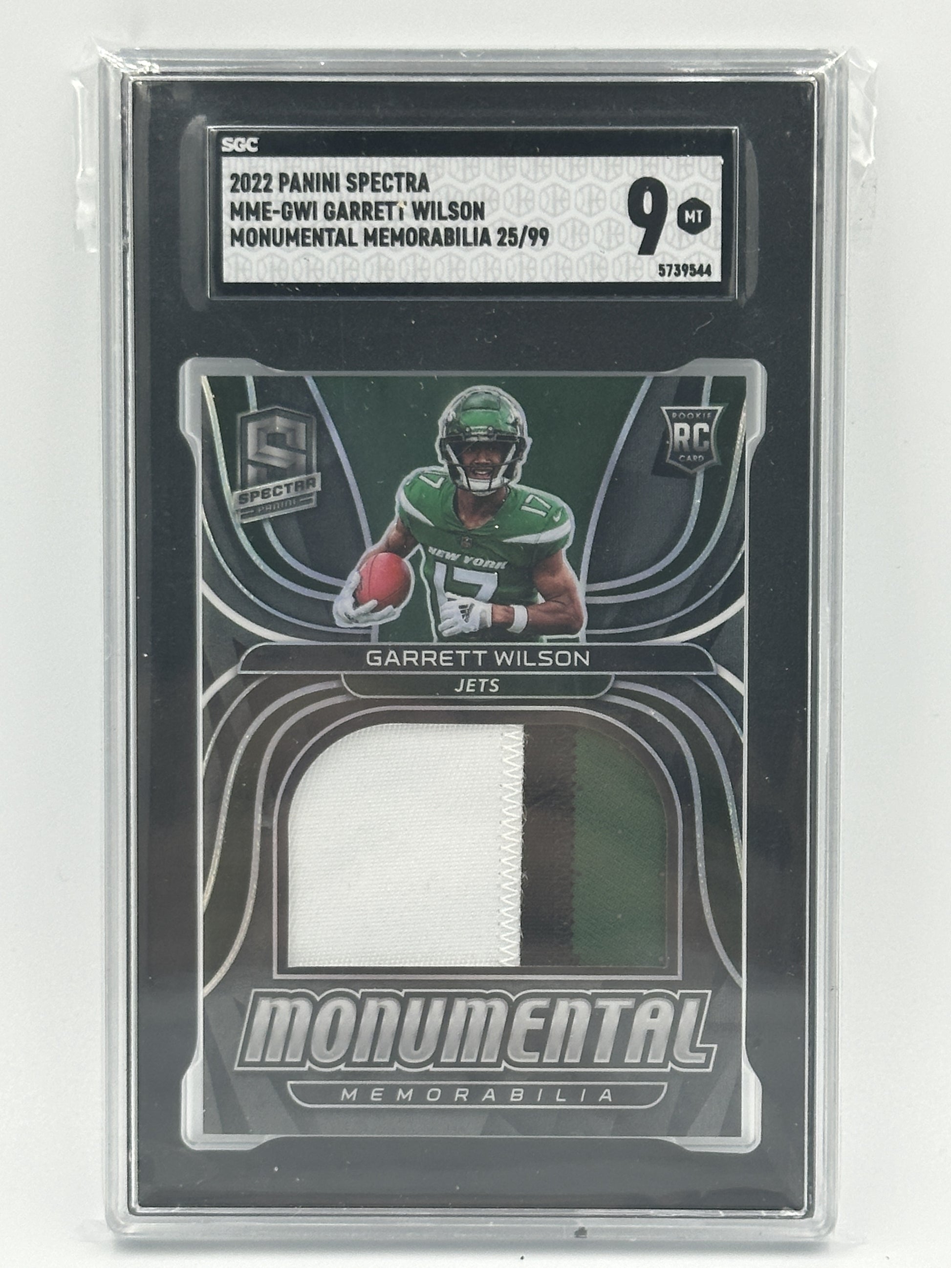 2022 Panini Spectra #MME-GWI Garrett Wilson Monumental Memorabilia SGC 9 #/99