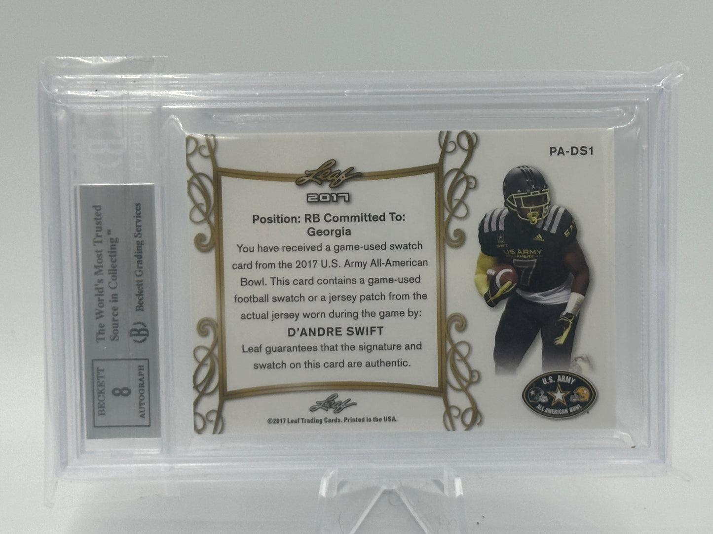 2017 Leaf Metal U.S. Army Bowl: Patch Autos #PA-DS1 D'Andre Swift BGS 9 #/35