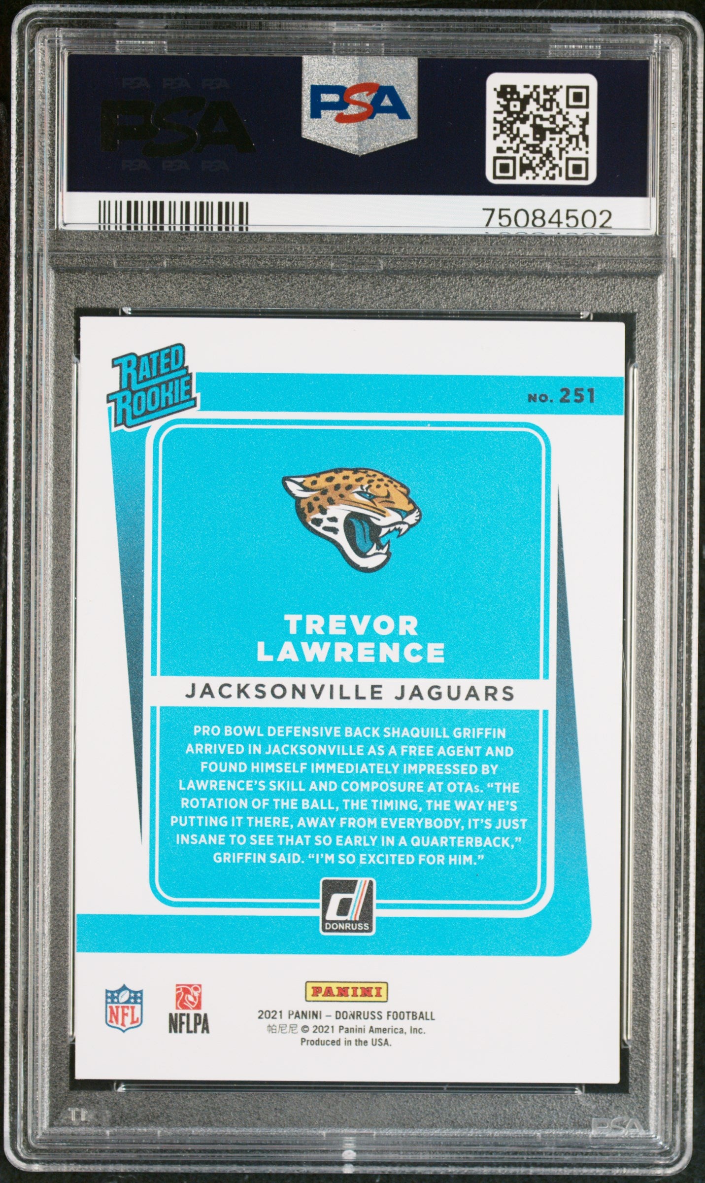 2021 Panini Donruss #251 Trevor Lawrence Press Proof Premium PSA 9