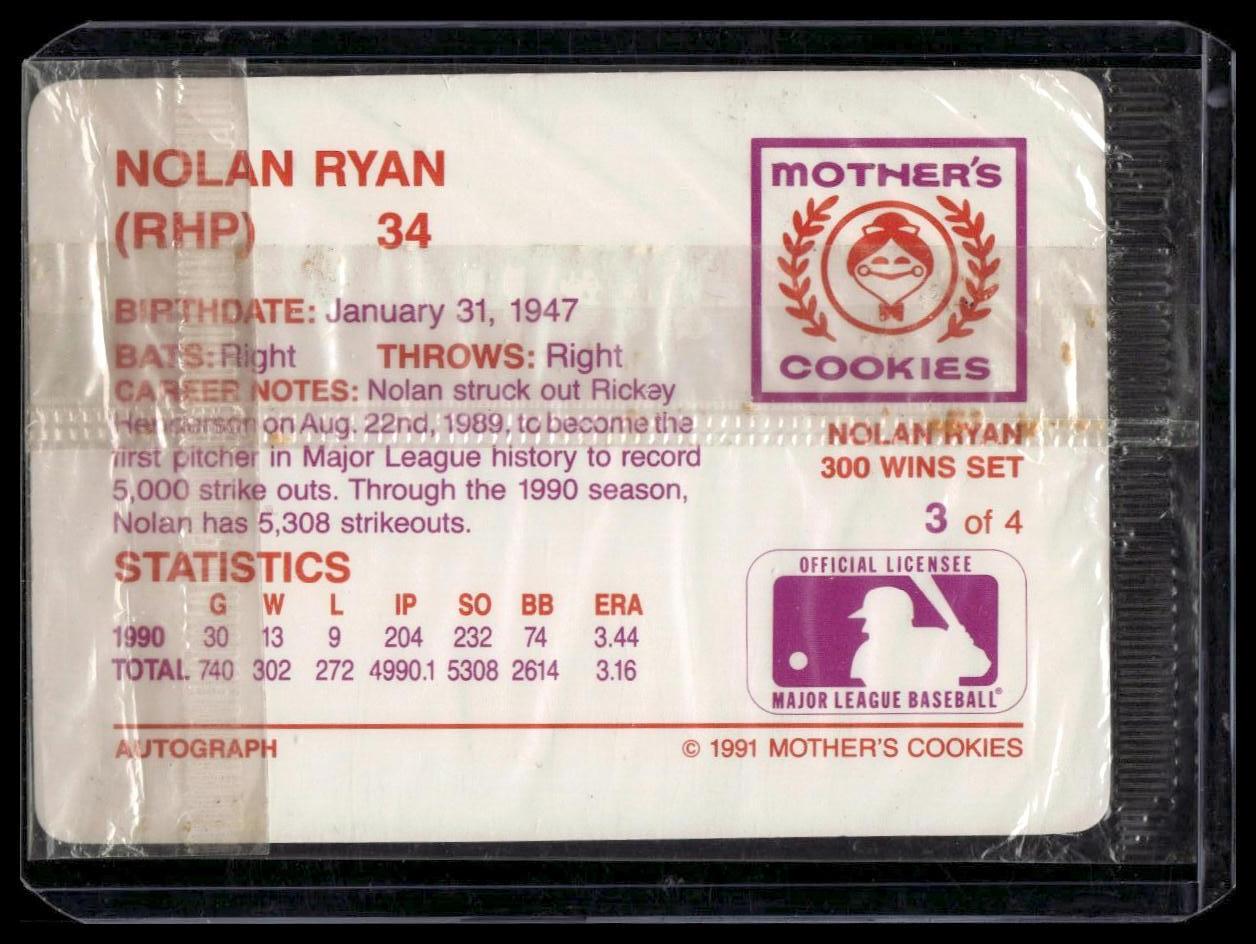 1991 Mother's Cookies Nolan Ryan 300 Wins #3 Nolan Ryan