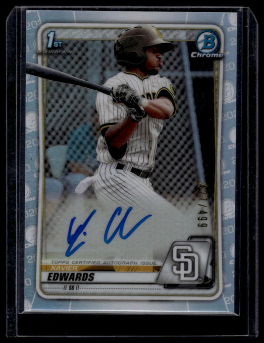 2020 Bowman #CPA-XE Xavier Edwards Chrome Prospect Autographs Refractor #/499