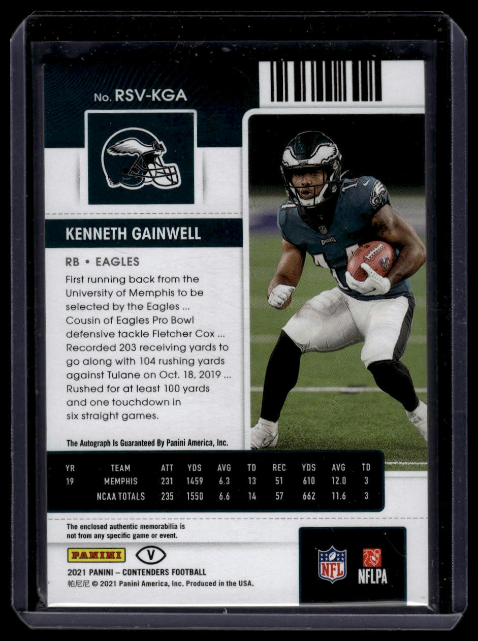 2021 Panini Contenders #RSV-KGA Kenneth Gainwell Rookie Ticket Swatch Autos