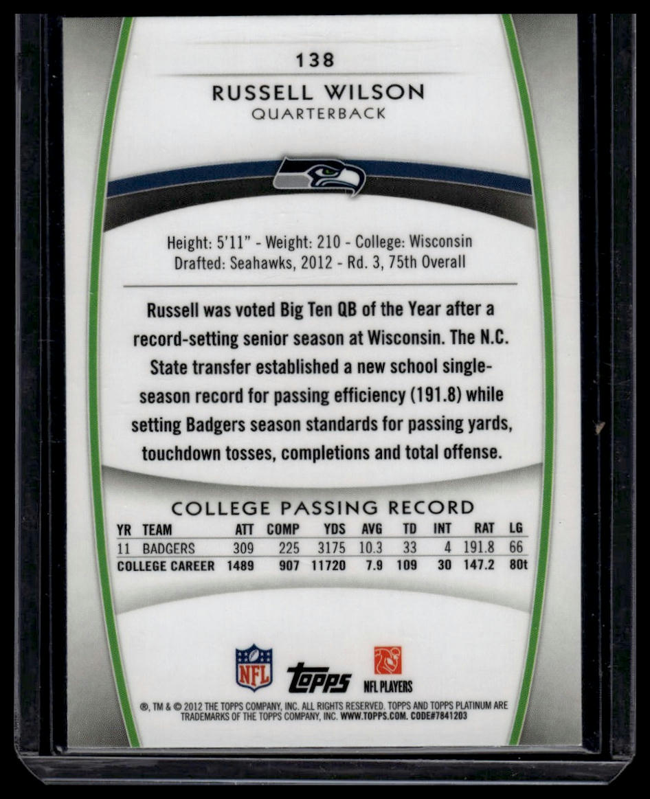 2012 Topps Platinum #138 Russell Wilson