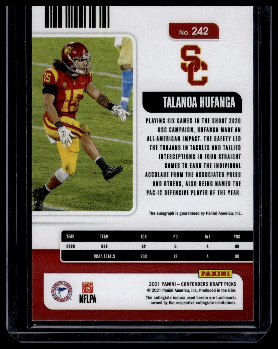 2021 Panini Contenders Draft Picks #242 Talanoa Hufanga