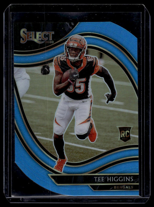 2020 Panini Select #360 Tee Higgins Blue Prizm Die Cut