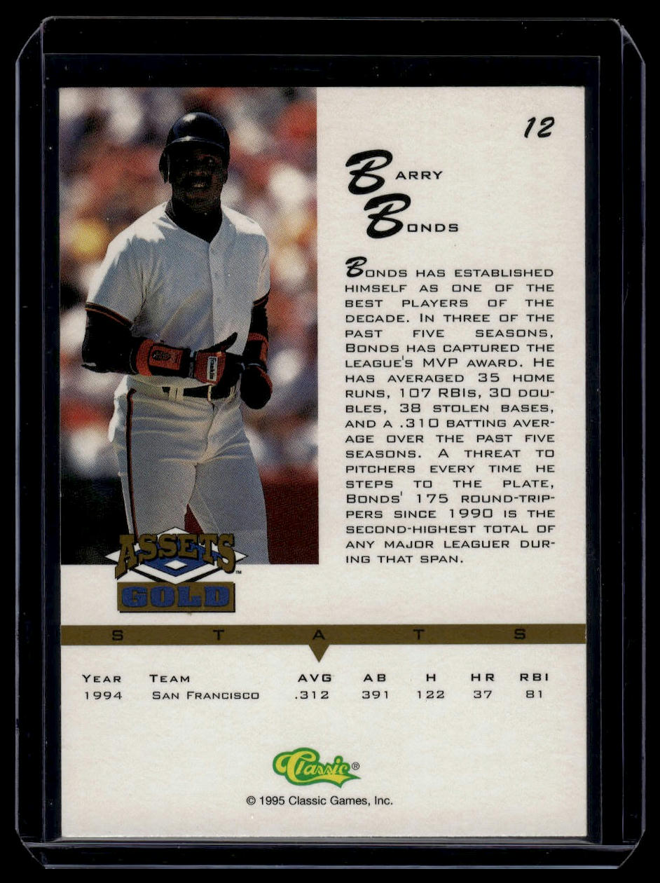 1995 Classic Assets Gold #12 Barry Bonds