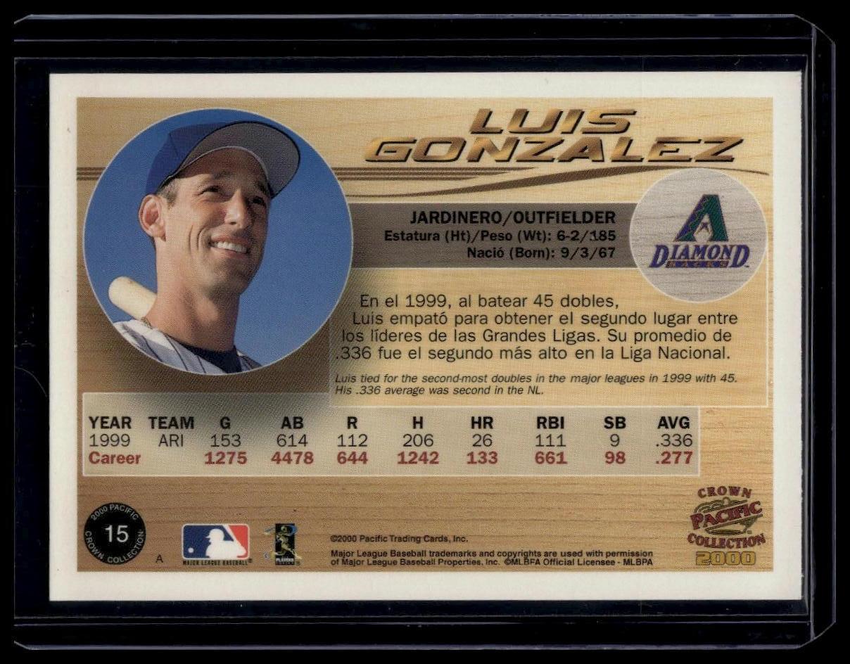 2000 Pacific Crown Collection #15 Luis Gonzalez Platinum Blue #/67