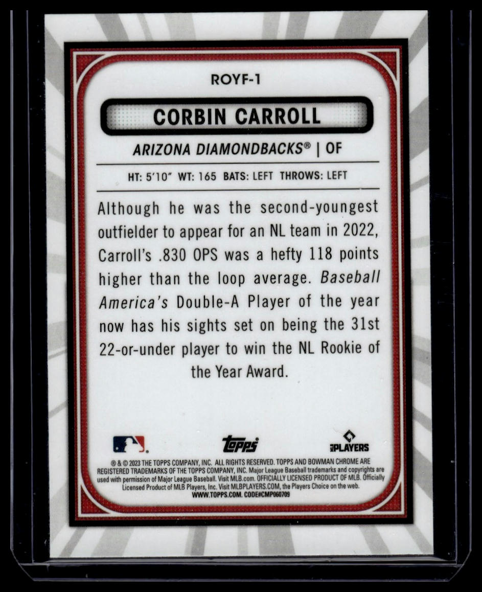 2023 Bowman #ROYF-1 Corbin Carroll Rookie of the Year Favorites