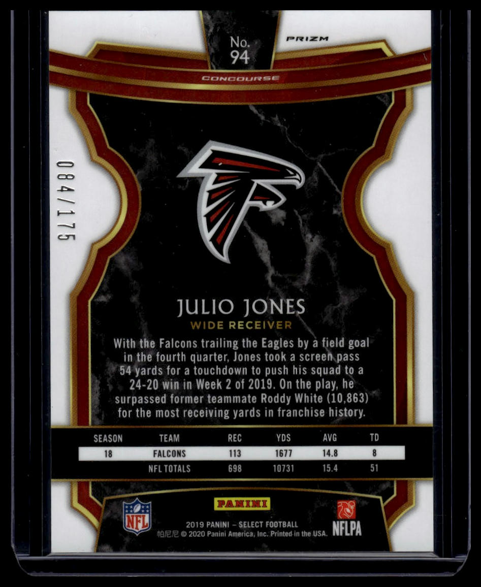 2019 Panini Select #94 Julio Jones Blue Prizm #/175