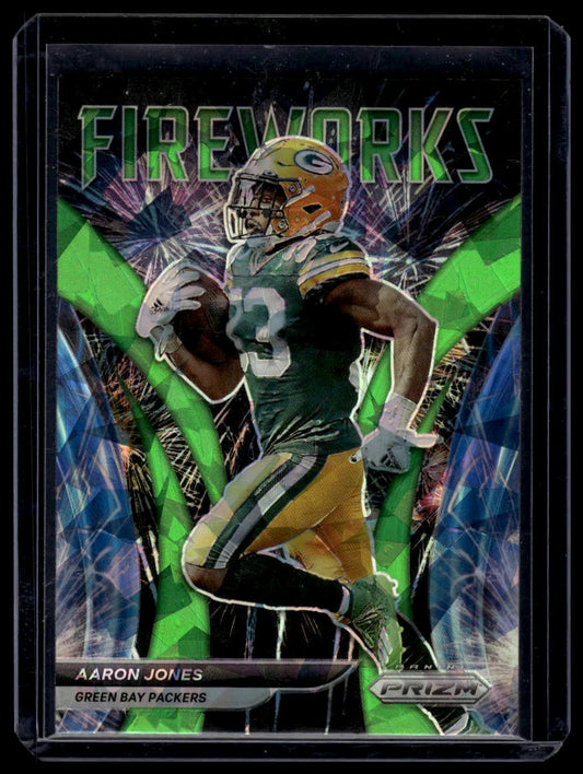 2021 Panini Prizm #F-4 Aaron Jones Fireworks Prizms Green Ice