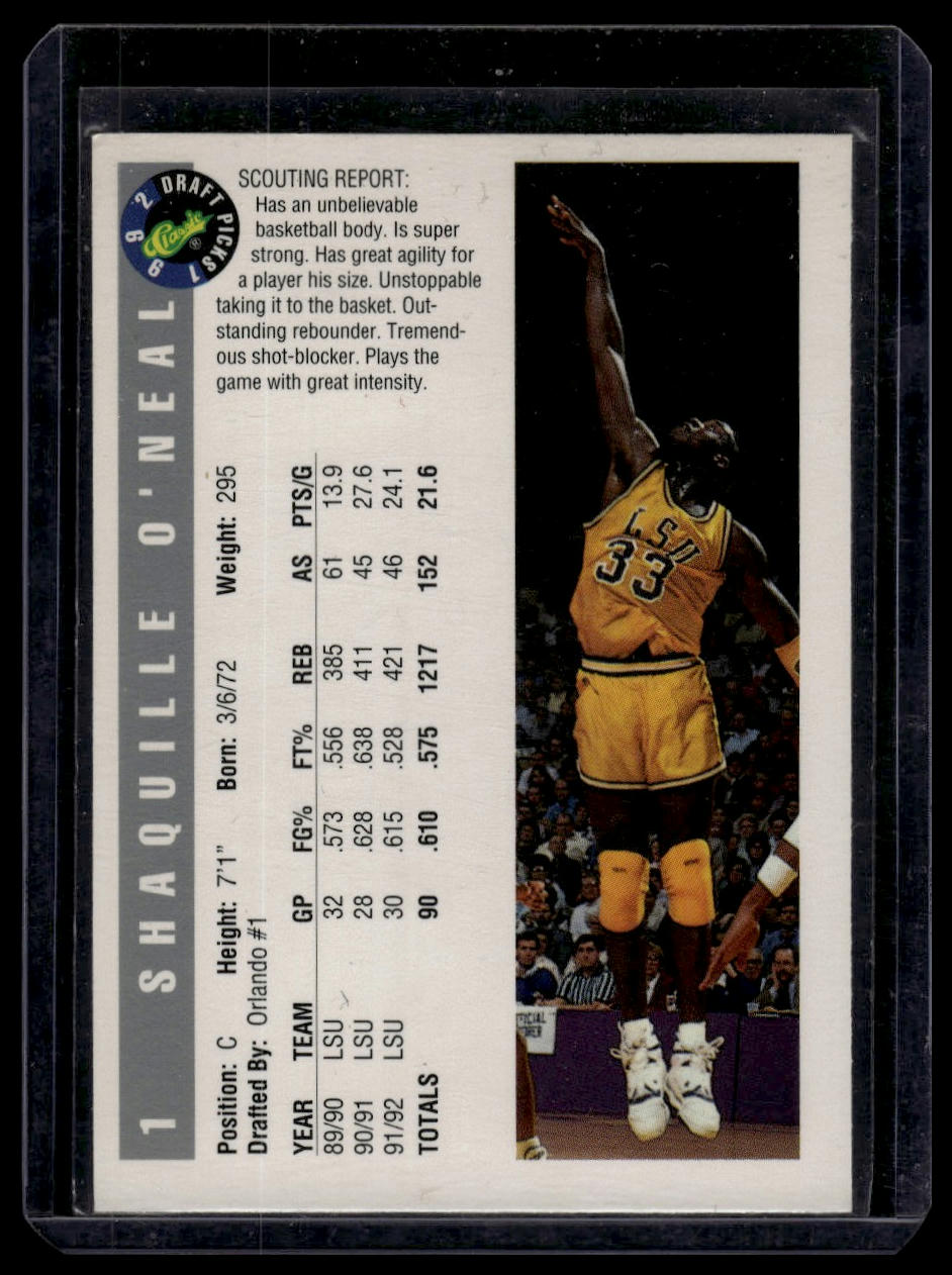 1992 Classic Draft Picks #1 Shaquille O'Neal