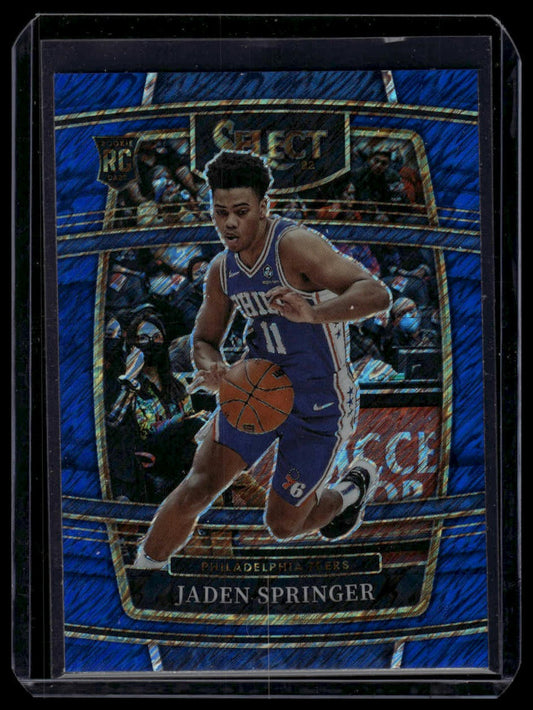 2021-22 Panini Select #85 Jaden Springer Blue Shimmer Prizms