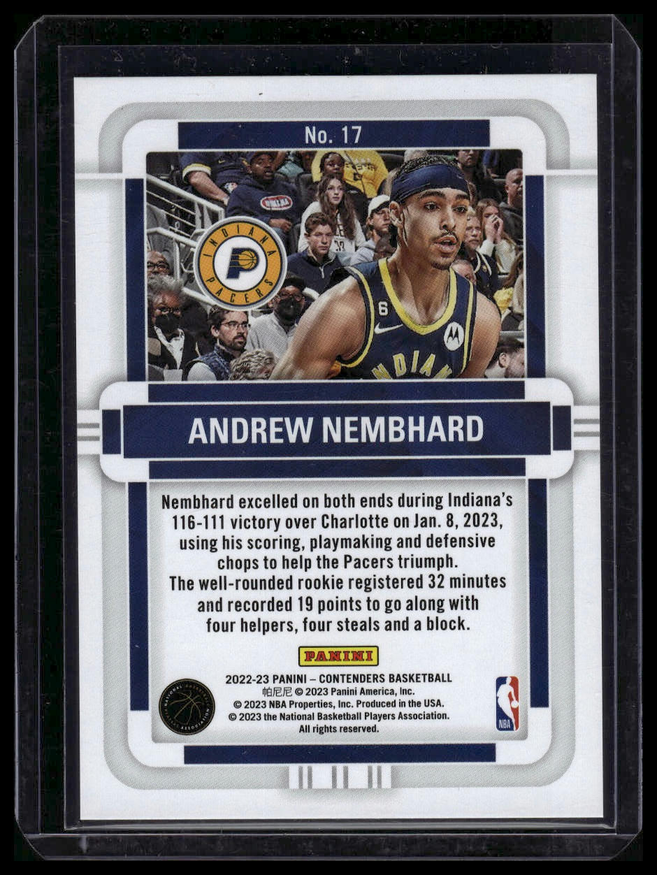 2022-23 Panini Contenders #17 Andrew Nembhard Rookie of the Year Contenders