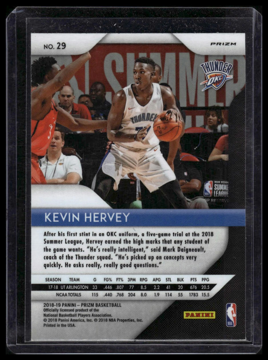 2018-19 Panini Prizm #29 Kevin Hervey Prizms Silver