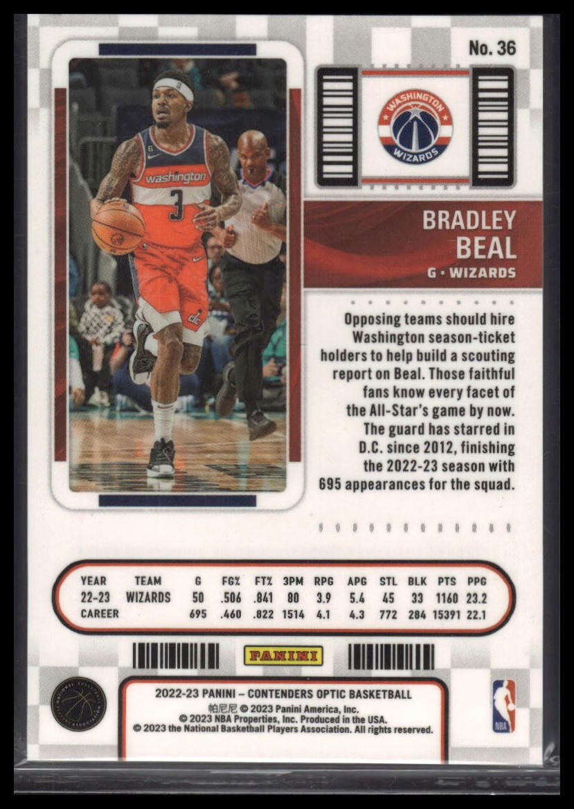 2022-23 Panini Contenders Optic #36 Bradley Beal