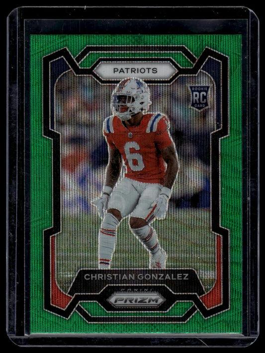 2023 Panini Prizm: No Huddle Neon Green #369 Christian Gonzalez #/5