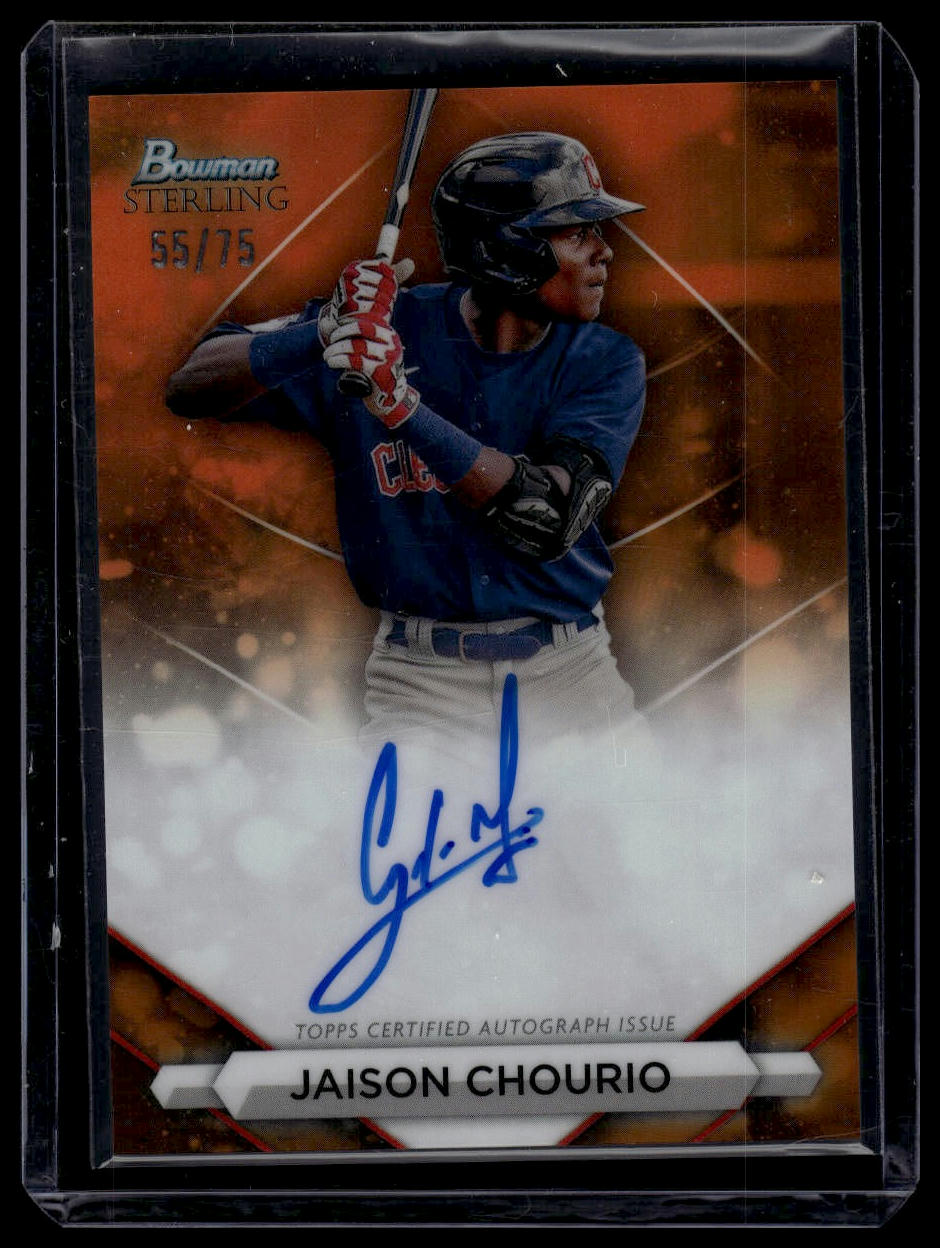 2023 Bowman Sterling #PA-JCO Jaison Chourio Prospect Autos Orange Refractor #/75